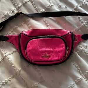 Coach Fuchsia and Black Leather Crossbody Bag